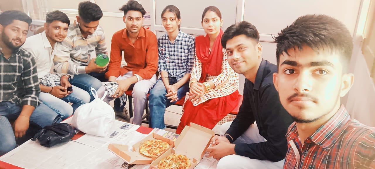 Students practicing English conversation